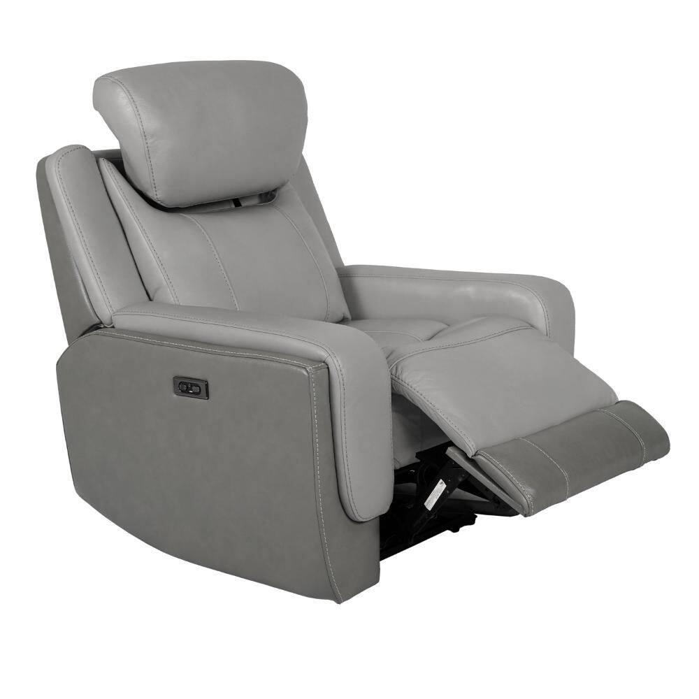 Ebern Designs Juna Zero Gravity Power Recliner Chair With Headrest, Gray Genuine Leather