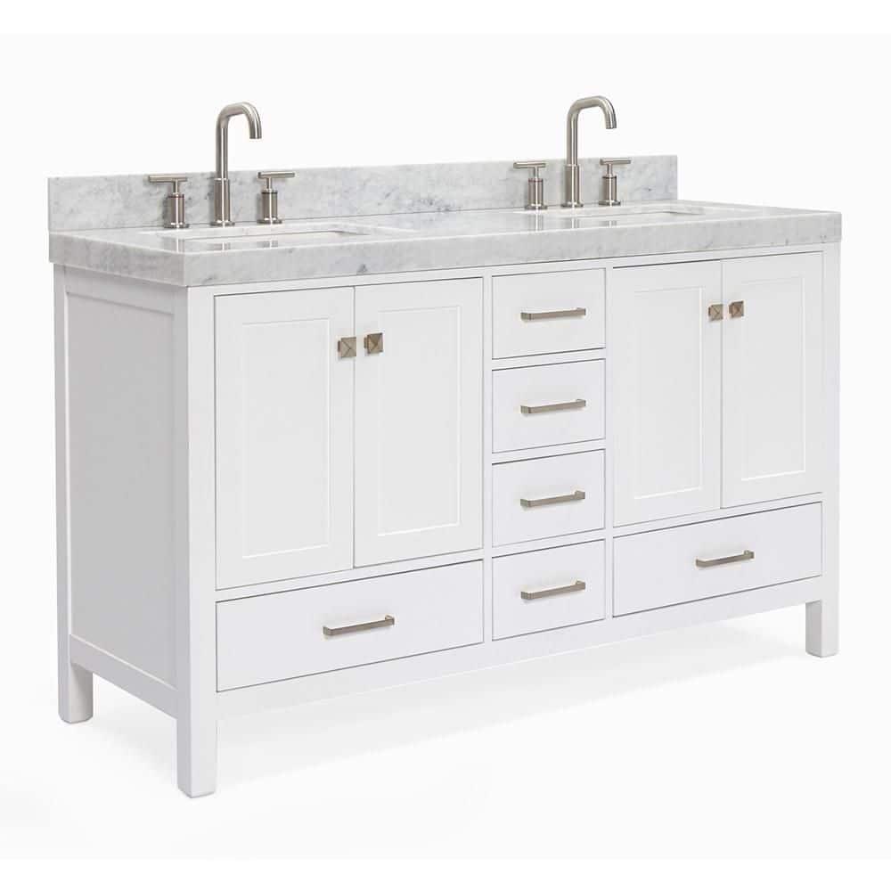 Cambridge Double Bathroom Vanity with Carrara Marble Top