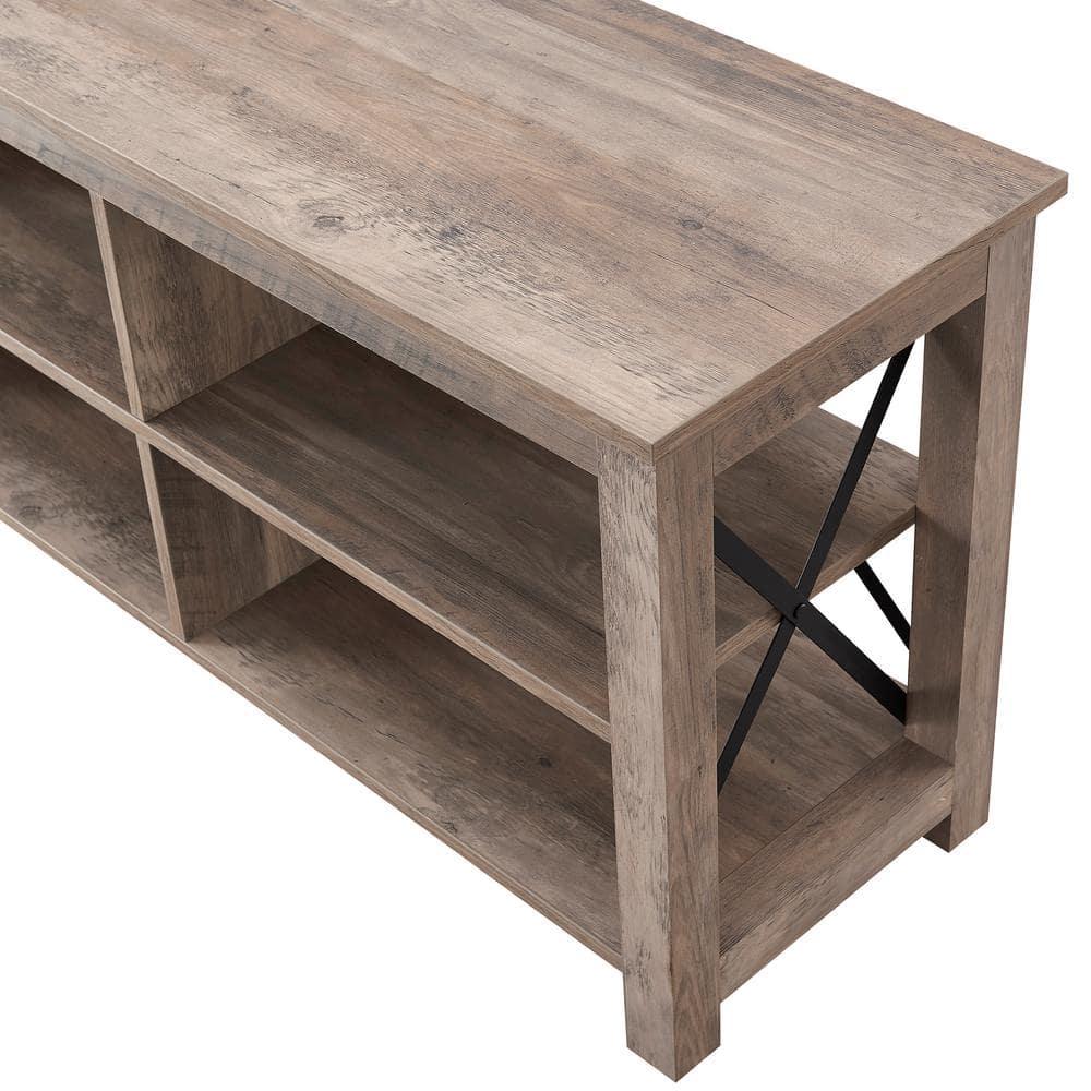 Evelyn&Zoe Sawyer Rectangular TV Stand for TV's up to 75", Gray Oak