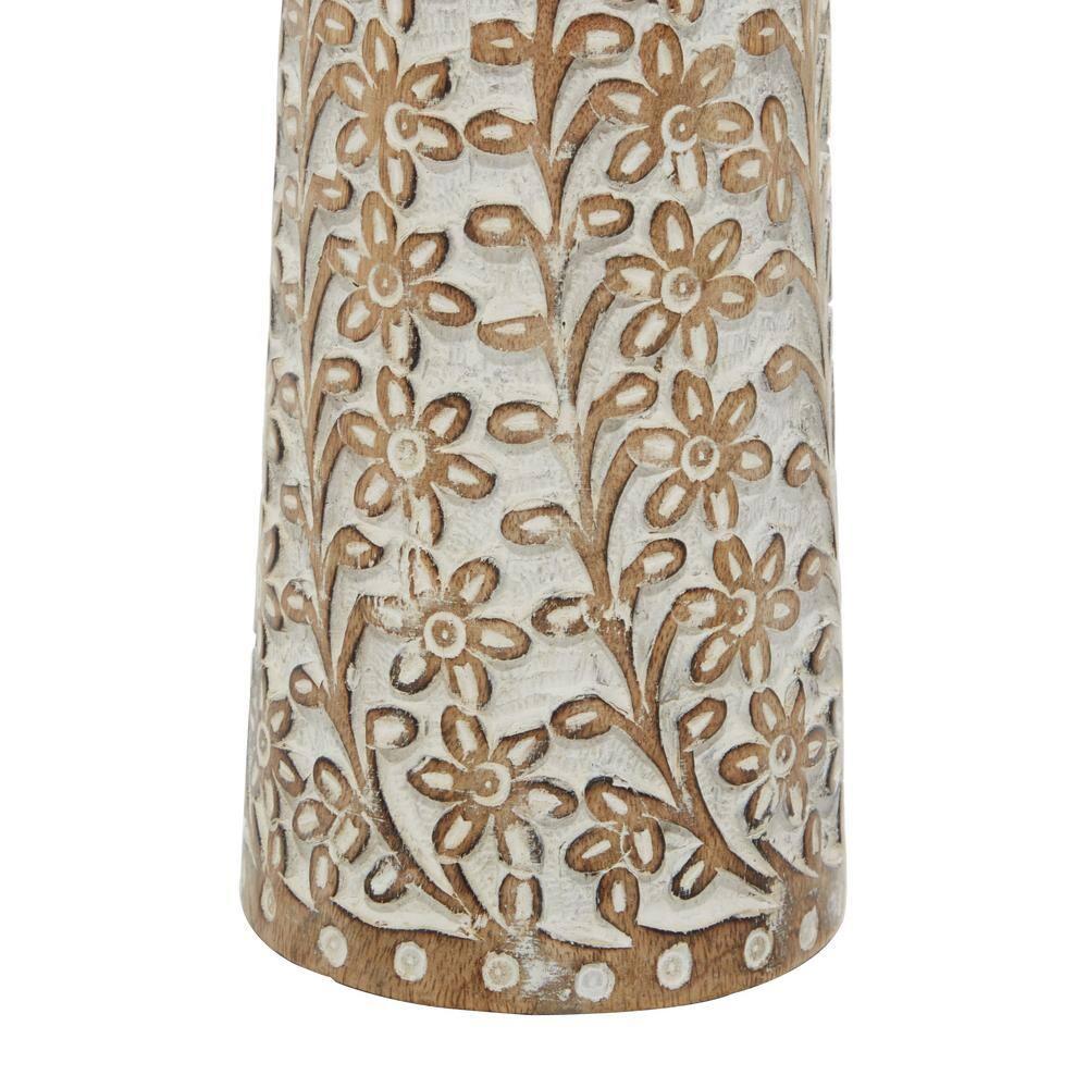 Set of 3 Rustic Cylindrical Mango Wood Candle Holders Off White - Olivia & May: Elegant Tabletop Decor