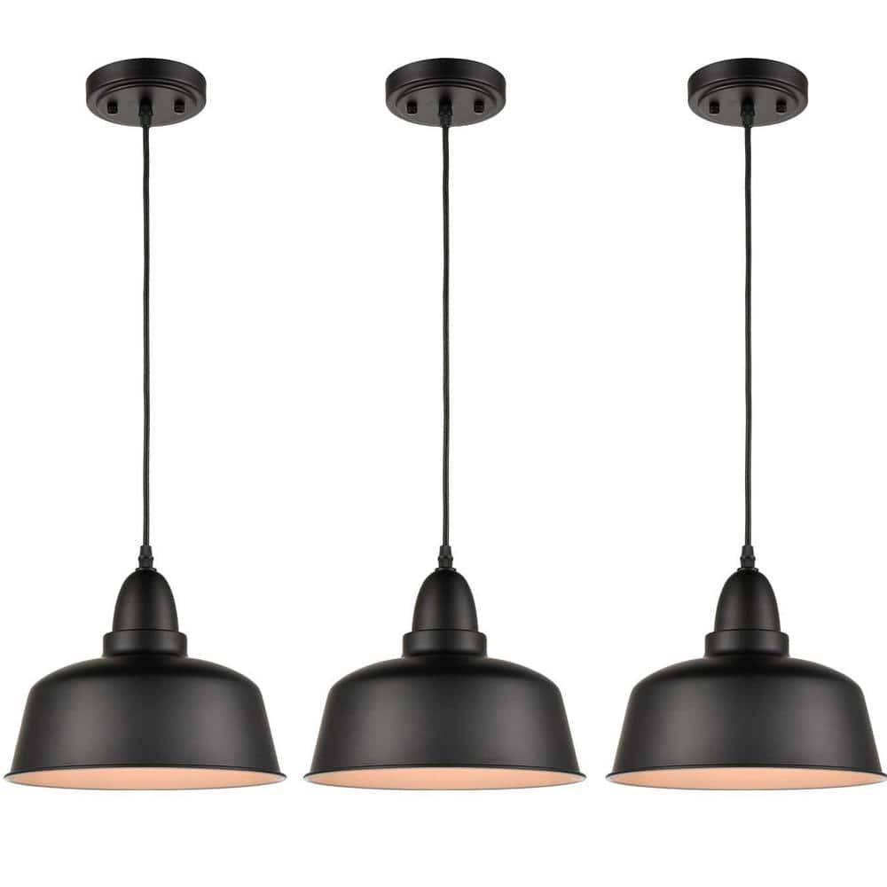 Matte Black Pendant Light 3 Pack Industrial Pendant