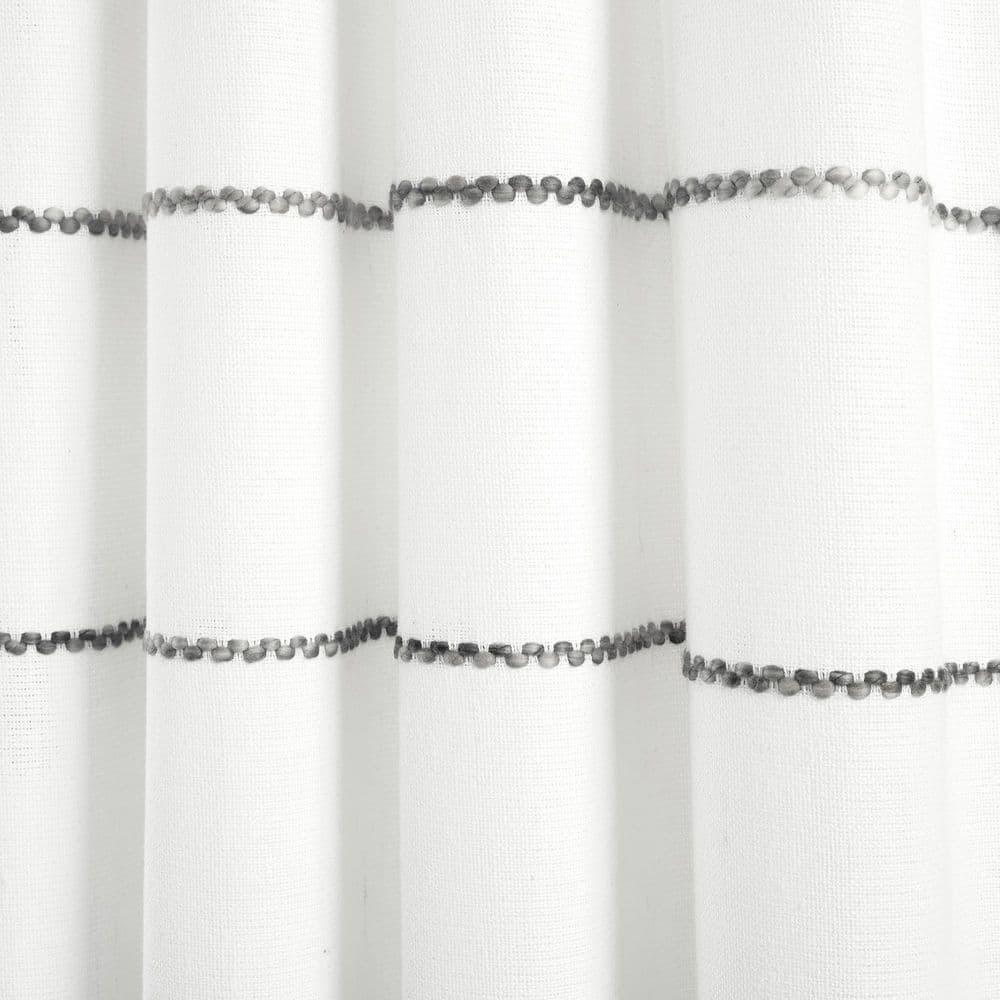 Home Boutique Farmhouse Boho Stripe Woven Tassel Yarn Dyed Cotton Window Curtain Panels Gray Ombre 42X84 Set