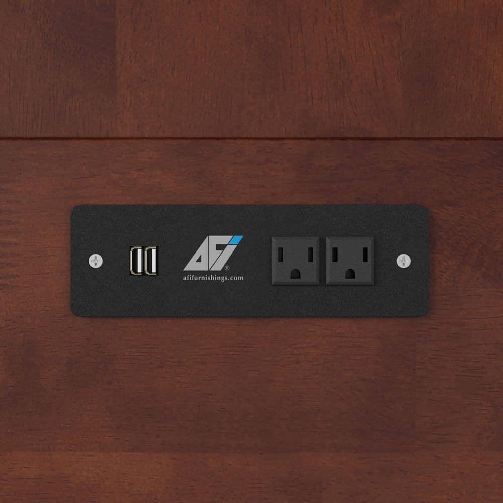 Queen Northfield Murphy Bed Chest Walnut - AFI: Hardwood Frame, Built-In USB Ports & Storage Drawer