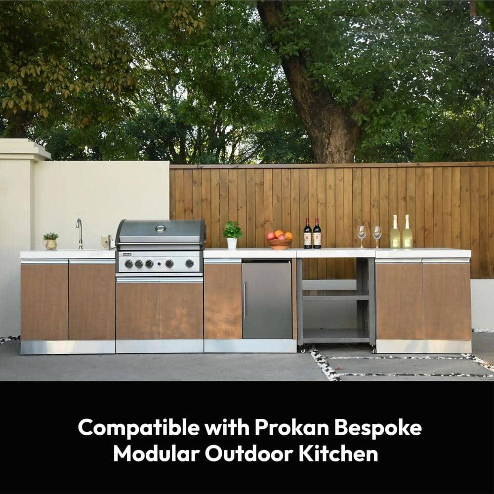Prokan Bespoke 94" 5B - 3 Modular Outdoor Kitchen In Wood Pattern Panels
