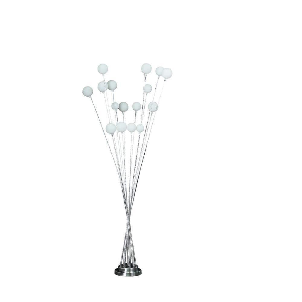 Ore International 16-Light Acrylic Globe Aluminun Led Chrysanthe Silver Chrome Metal Floor Lamp