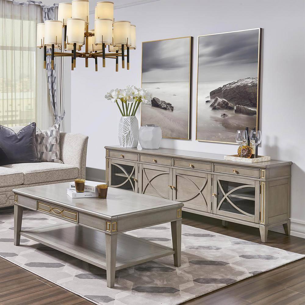 Jennifer Taylor Home Dauphin 71" TV Stand Display Console Table Grey Cashmere