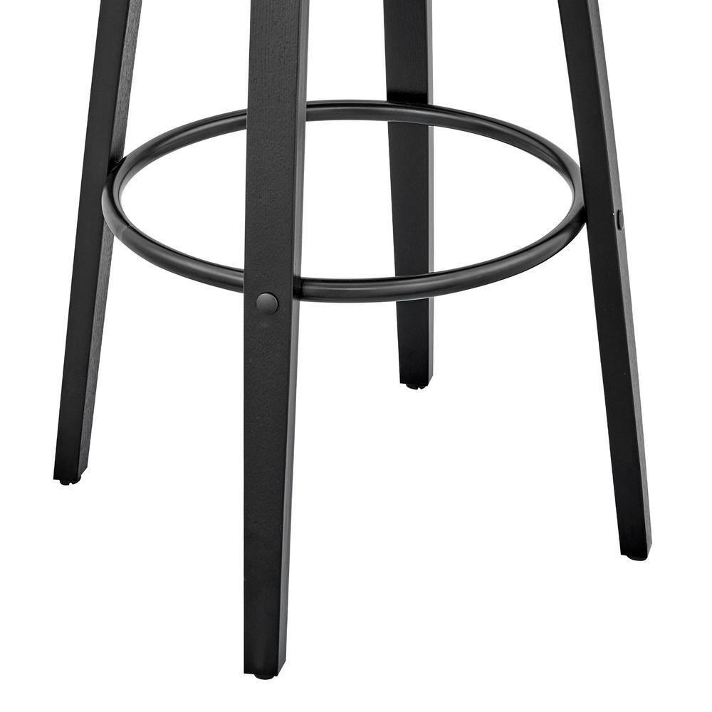 30" Daxton Counter Height Barstool with Gray Faux Leather Seat Black Finish Frame - Armen Living: Swivel, Footrest, Wood Frame