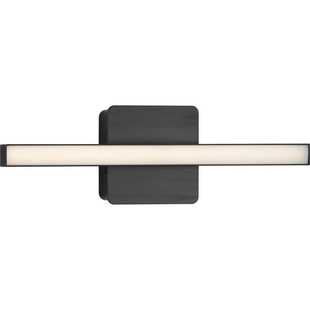 Progress Lighting Phase 4 1-Light LED Linear Vanity Light, Matte Black, Rectangular Acrylic Shade