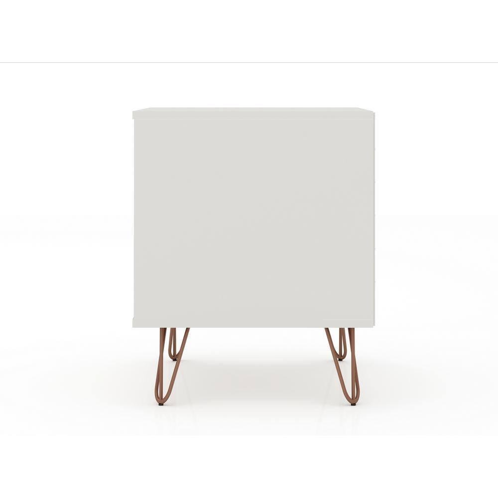 Set of 2 Rockefeller 2 Drawer Nightstands Off White - Manhattan Comfort: Modern Splayed Metal Legs, MDF