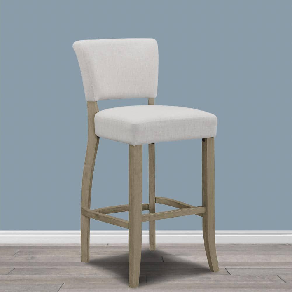Glamour Home Aleck 29" Modern Fabric Bar Stools in Beige (Set of 2)