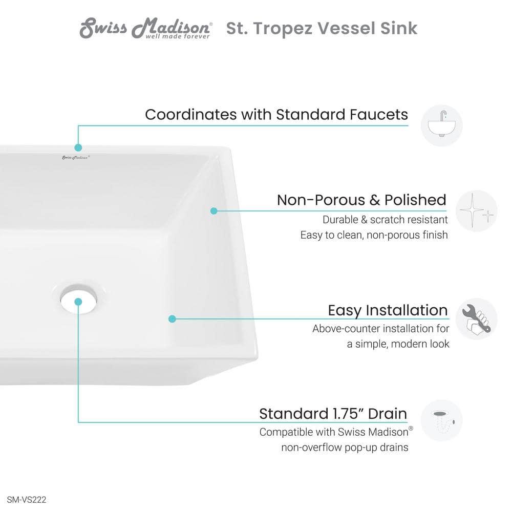 St. Tropez Square Ceramic Vessel Sink
