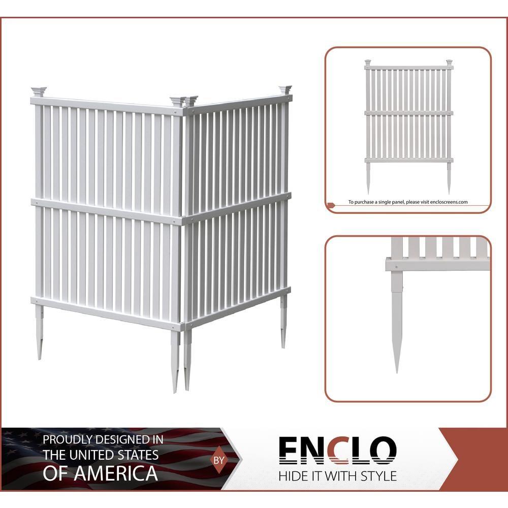 Enclo 45.5in H x 36.5in W (2 Panels) No Dig Enclo Wilmington White Vinyl Privacy Screen, Outdoor Privacy Panels, Trash Can Enclosure, Air Conditioner Fence, Pool Equipment Enclosure, ZP19008