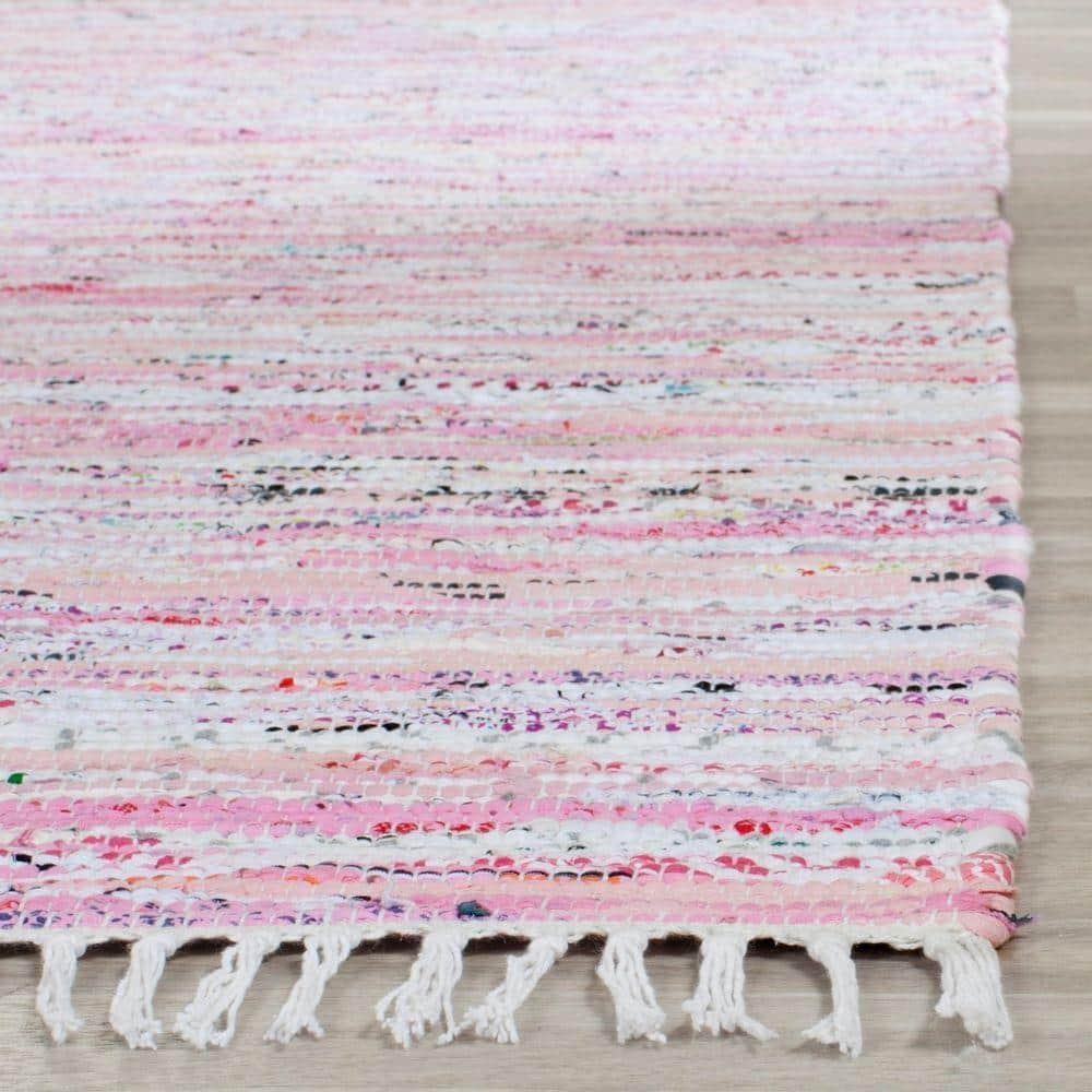 Rag Area Rug RAR125 Hand Woven Area Rug - Light Pink/Multi - 8'x10' - Safavieh.