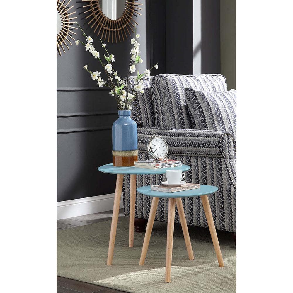 Convenience Concepts No Tools Oslo Nesting End Tables, Sea Foam/Light Oak