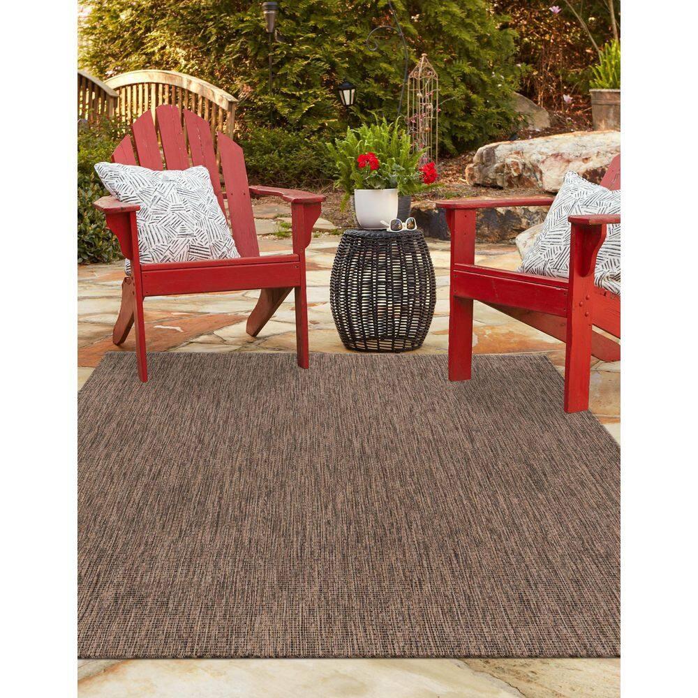 Unique Loom 9' 0 x 12' 0 Rectangle Indoor/Outdoor Solid Light Brown Area Rug