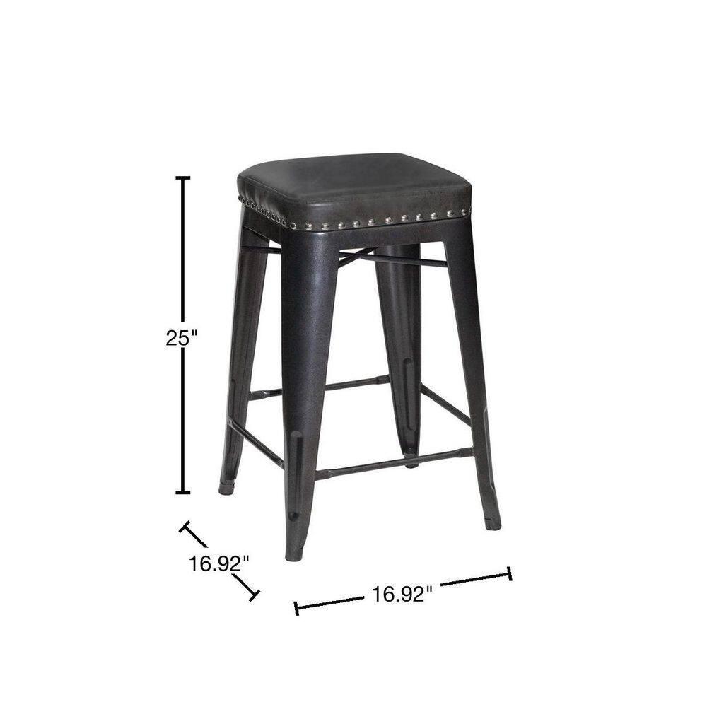 Hank Graphite Gray Metal and Faux Leather Counter Stool
