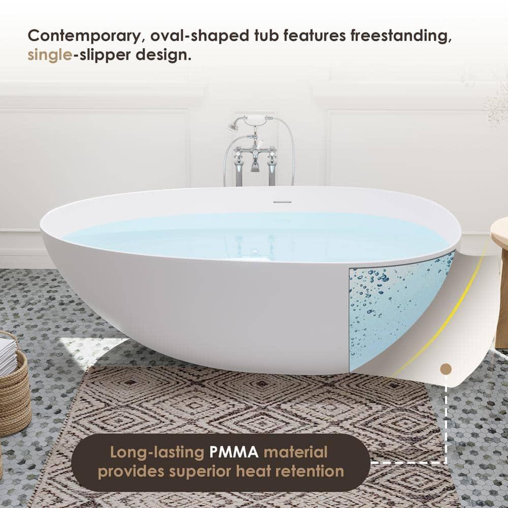 Giotto 59.1" x 30.7" Freestanding Soaking Stone Rein Bathtub