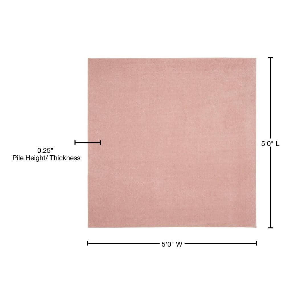 Nourison Essentials Easy Care Indoor Outdoor Area Rug - Pink 5' x Square