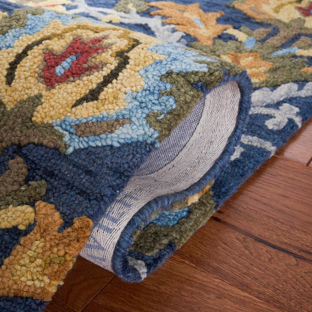SAFAVIEH Blossom Lennon Floral Wool Area Rug, Navy/Multi, 9' x 9' Round