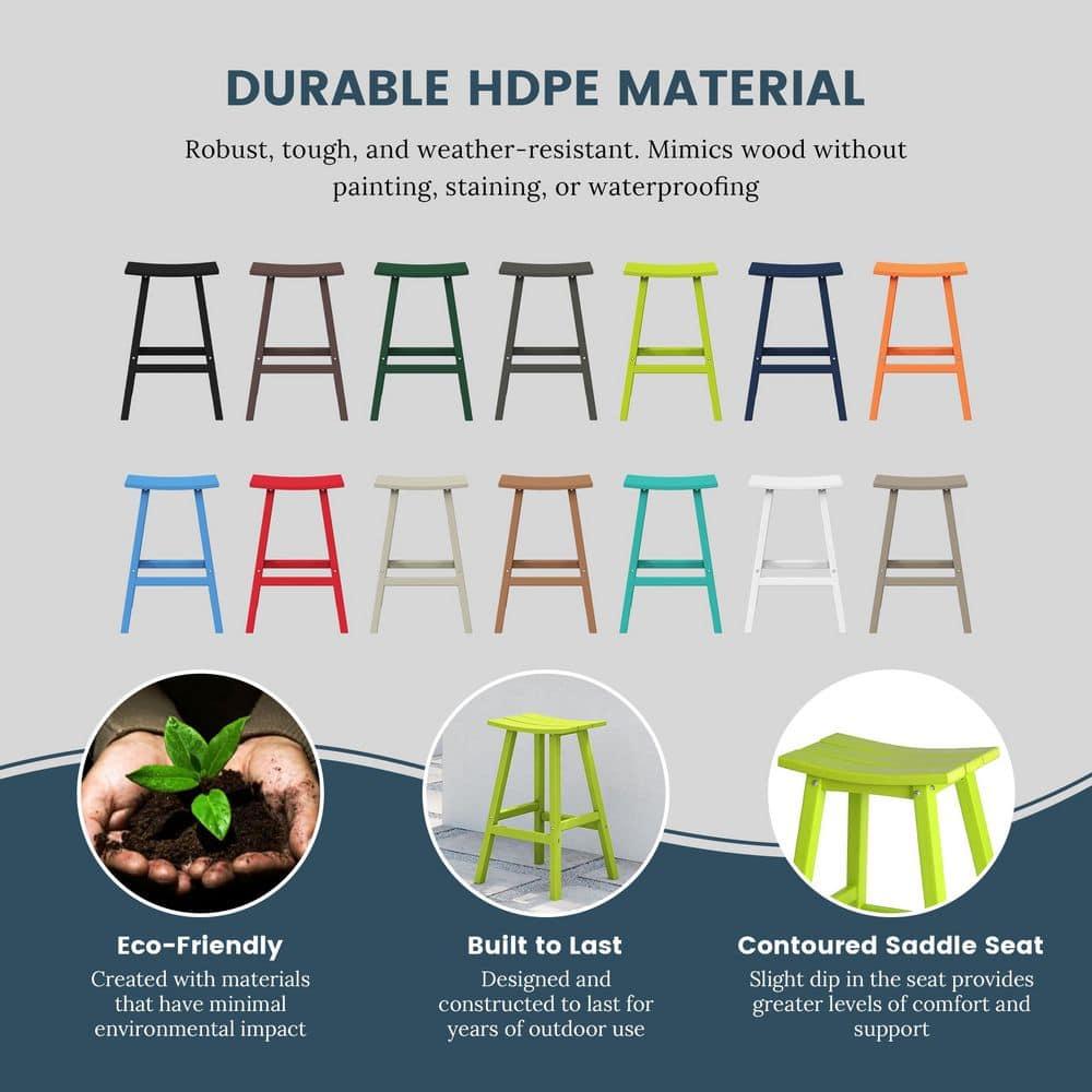 Polytrends  Laguna Hdpe All Weather Outdoor Patio 29" Saddle Seat Bar Stool Lime