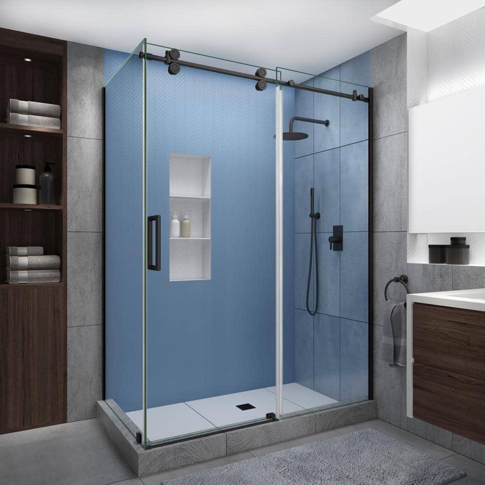 Langham XL 56" - 60" W x 36" D x 80" H Frameless Rectangle Sliding Shower Enclosure