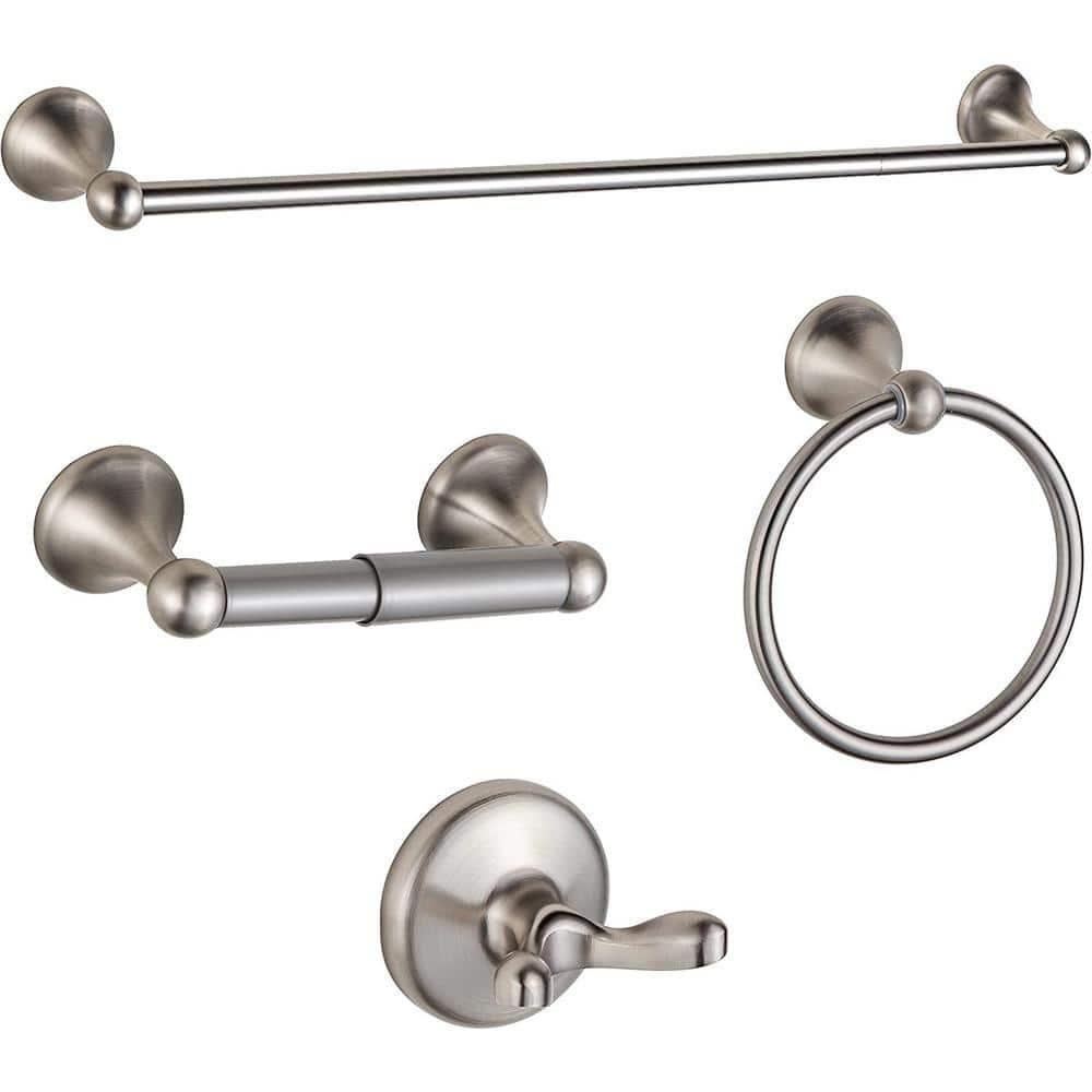 BGL Bathroom Hardware Set, Brushed Nickel Adjustable Expandable Towel Bar 4-Piece Bathroom Accessory Set Wall Mounted