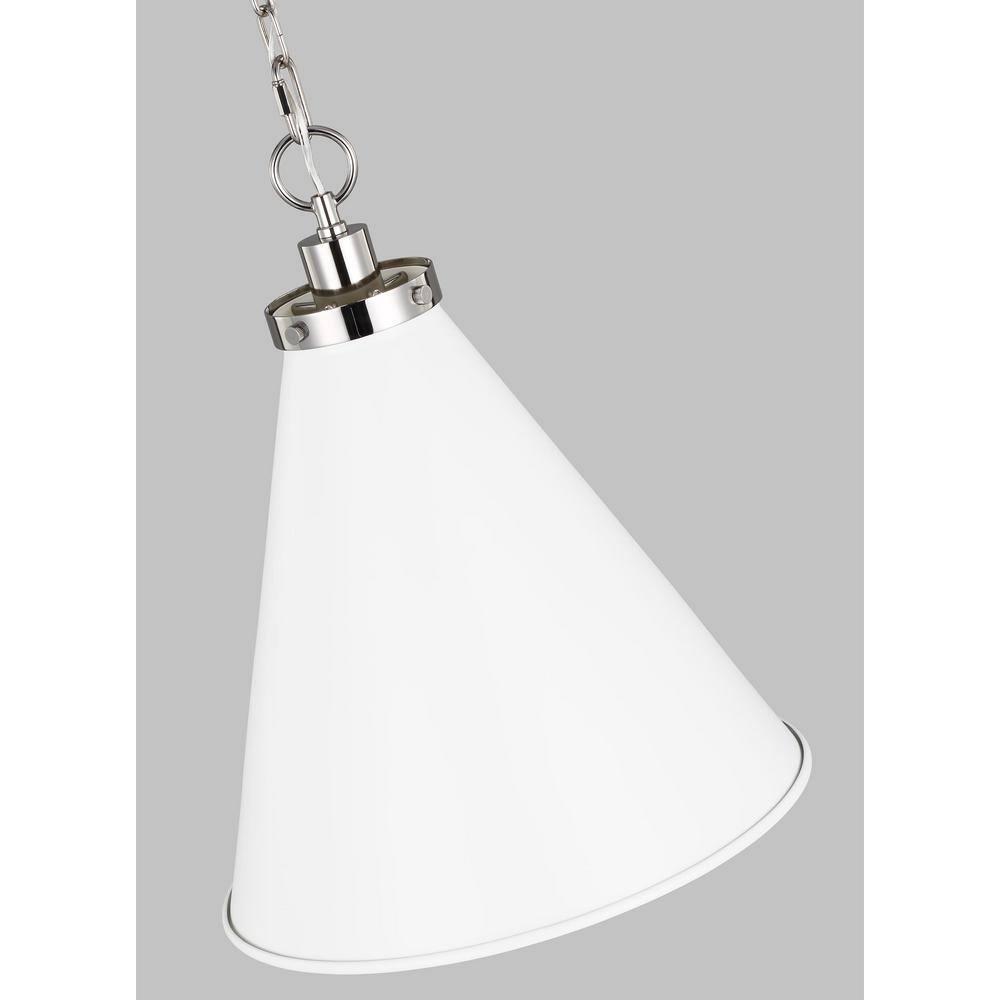 Wellfleet 15.63" Matte White & Polished Nickel Indoor/Outdoor Pendant