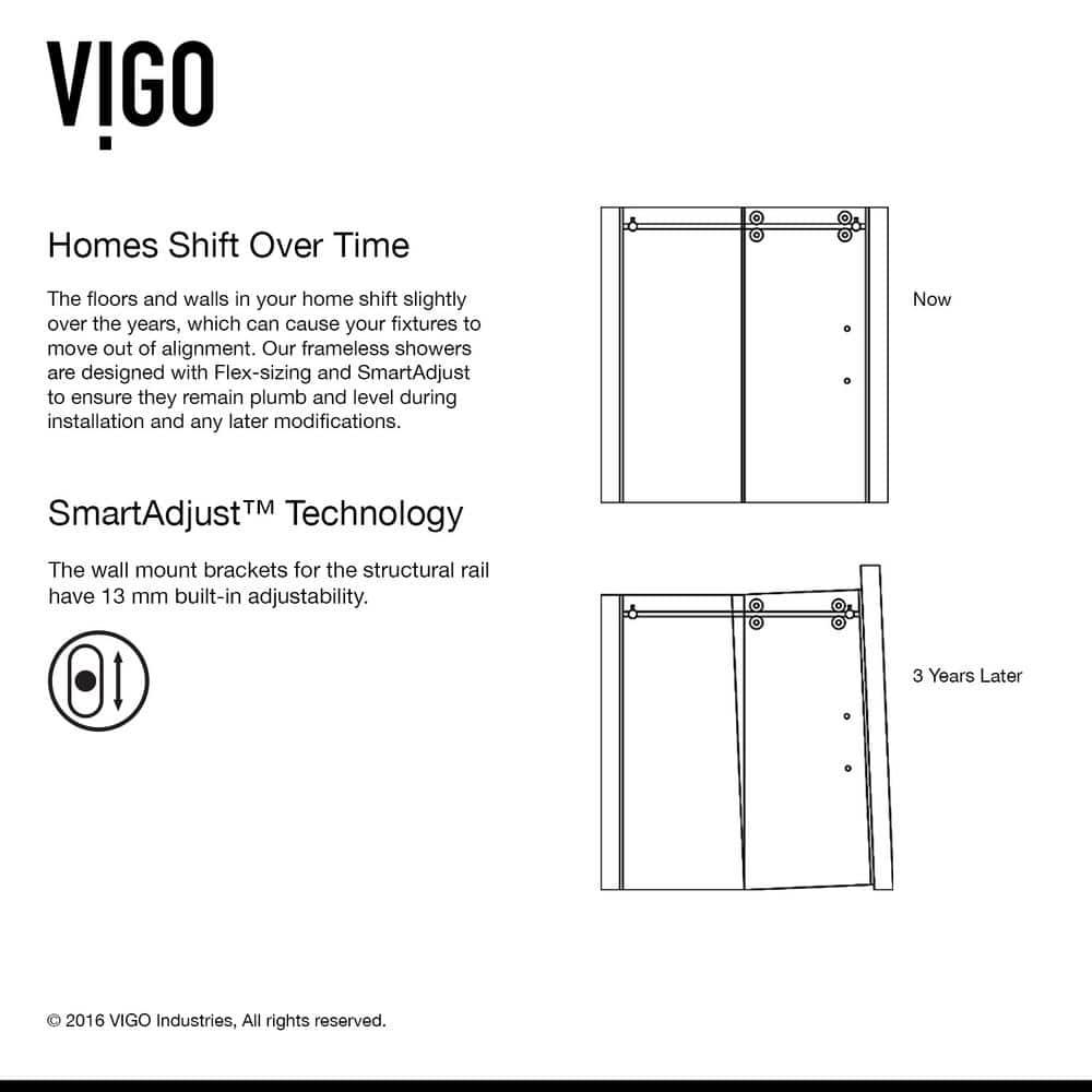 VIGO Winslow 48" W x 36" D x 80" H Sliding Frameless Shower Enclosure with 3/8  Clear Glass&Base VG6051STCL48WL