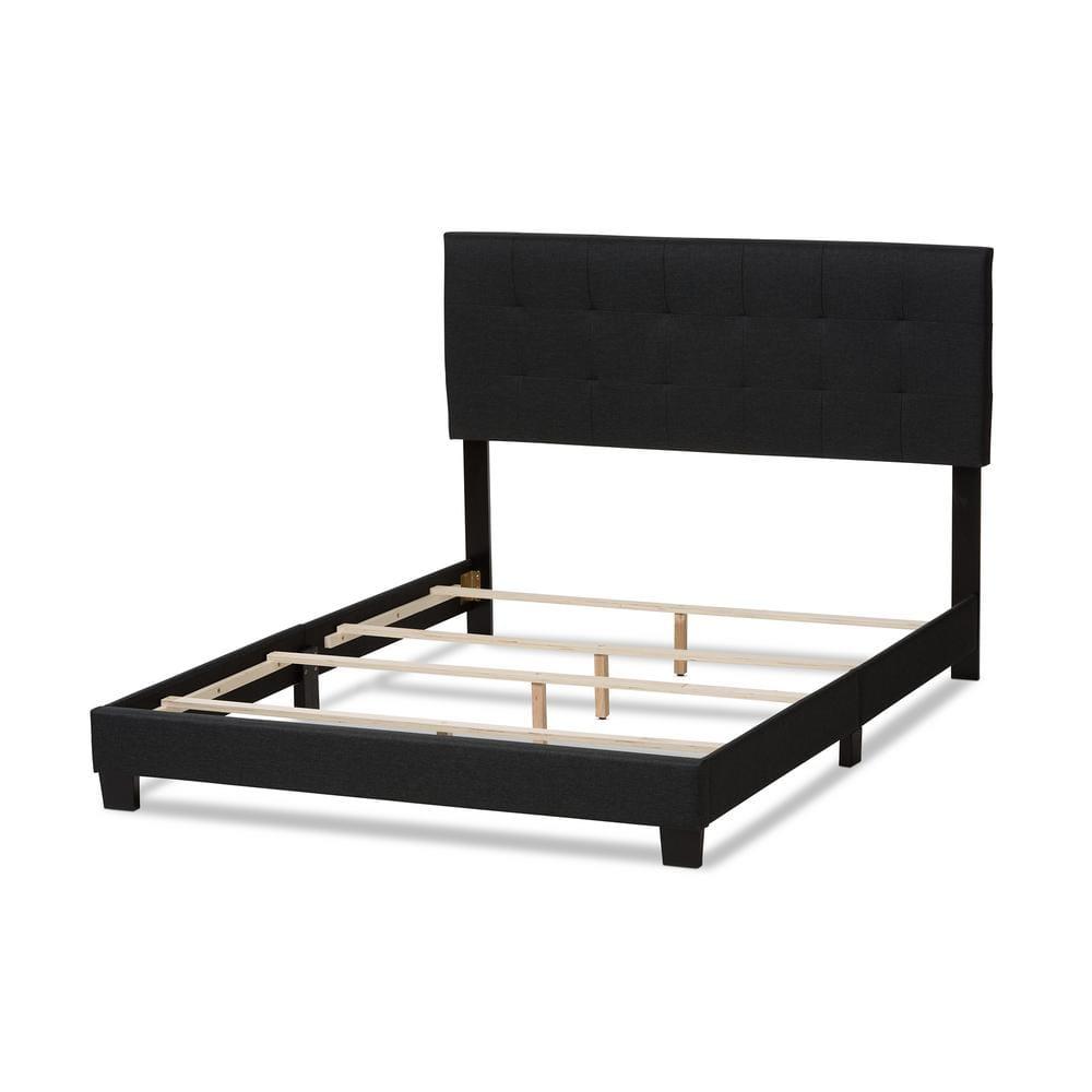 Full Brookfield Modern Fabric Bed with Grid-Tufting Design - Baxton Studio: Rubberwood & MDF, Requires Box Spring