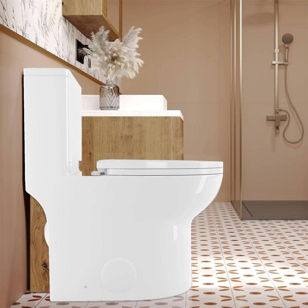 1.1/1.6 GPF Elongated Comfort Height Floor Mounted One-Piece Toilet, CUPC Certified, Watersense Cetified, Ceramic, White Color, Soft Close Seat T039WT