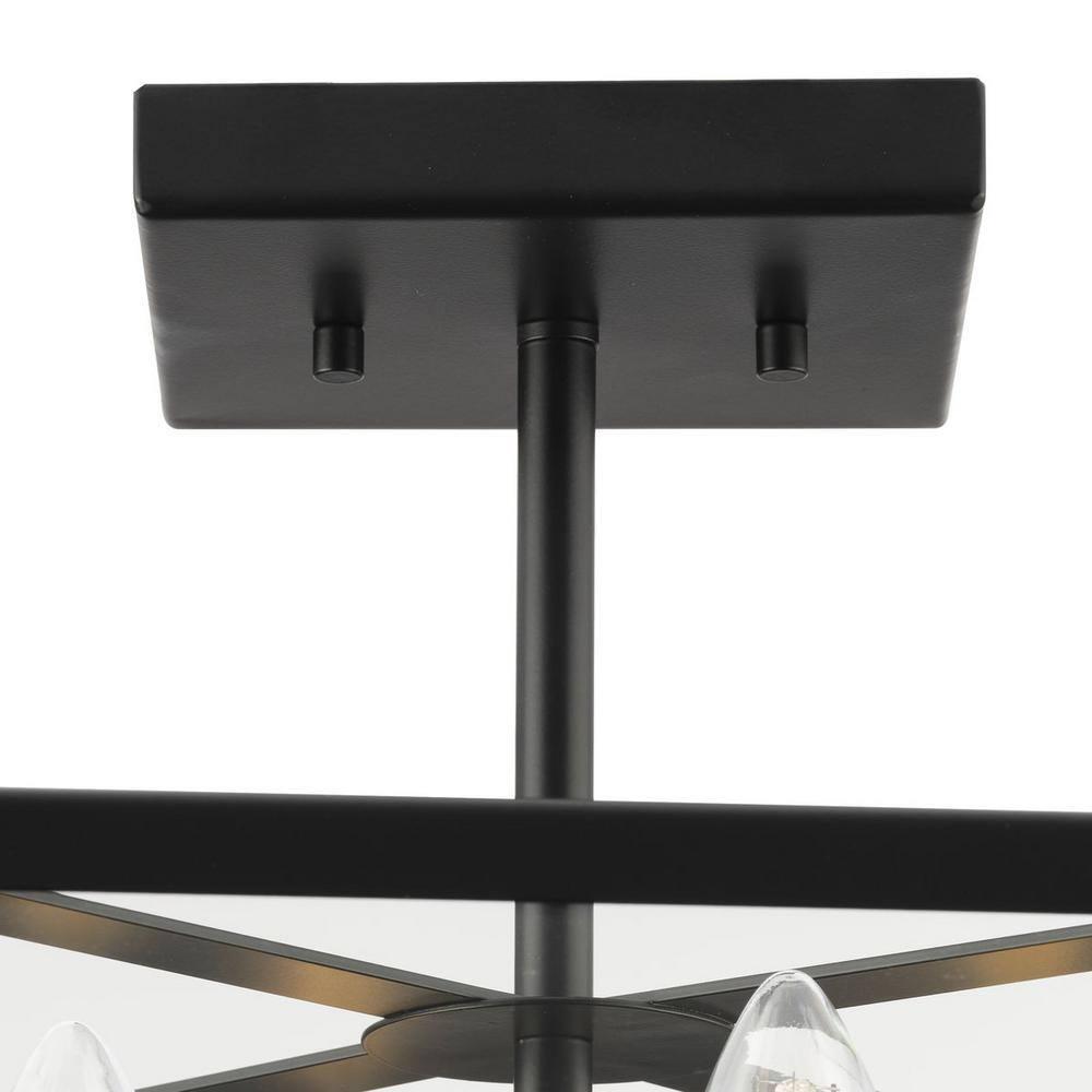 Progress Lighting Hillcrest 4-Light Semi-Flush Mount in Matte Black with Clear Beveled Glass Panels