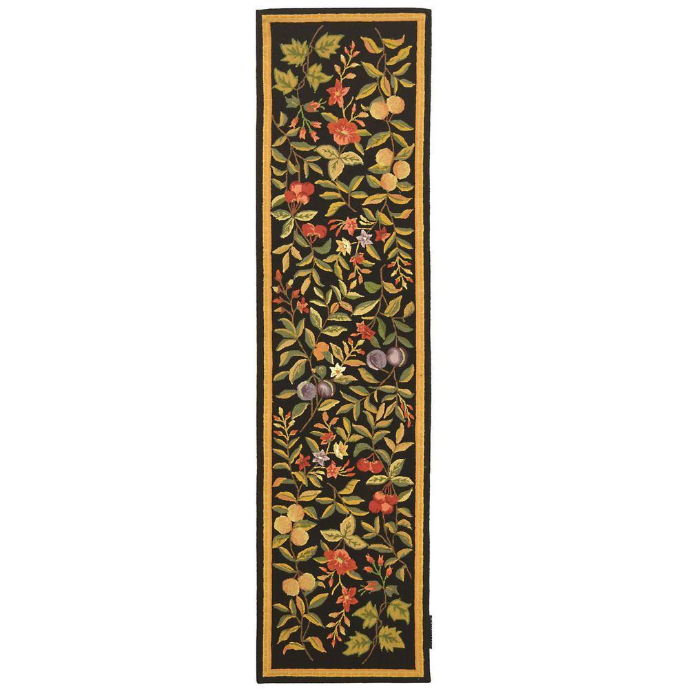 Chelsea HK210 Hand Hooked Runner Rug - Black - 2'6"x12' - Safavieh.