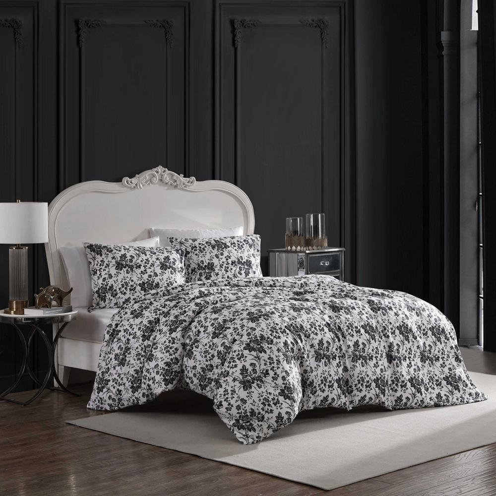Betsey Johnson Betseys Toile Reversible Black Duvet Cover Set