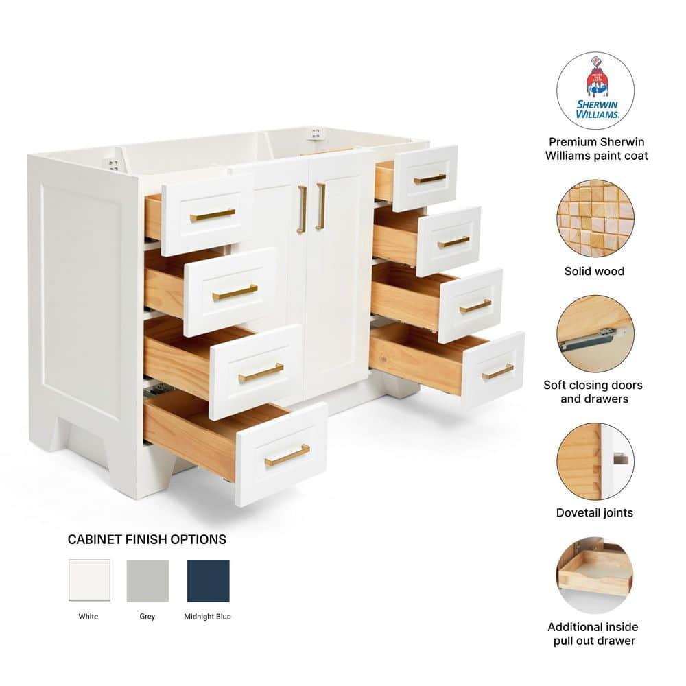Ariel Q048s-Bc Taylor 48" Free Standing Hardwood Single Vanity Cabinet Only - White
