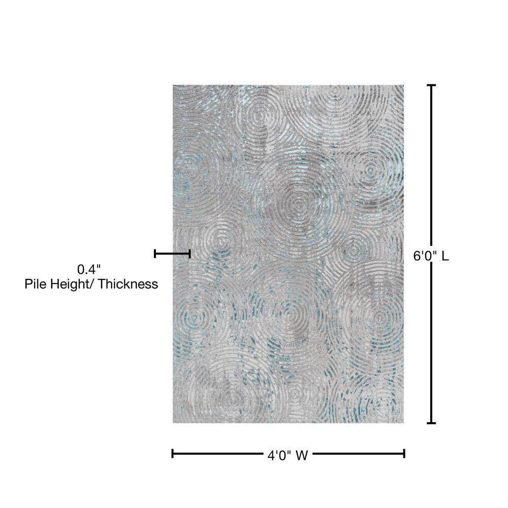 4'x6' Timeworn Modern Abstract Area Rug, Gray/Turquoise - JONATHAN Y