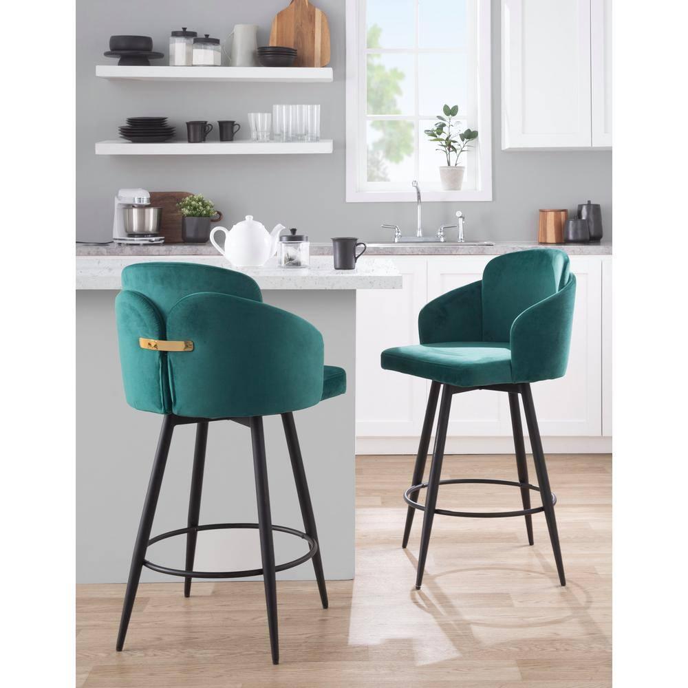 LumiSource Black Dahlia 26" Fixed-Height Counter Stool - Set of 2