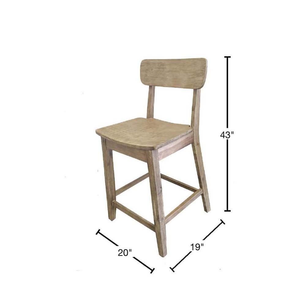 29" Torino Barstool Barnwood - Boraam: Solid Wood, Molded Seat, Footrests, Rustic Style