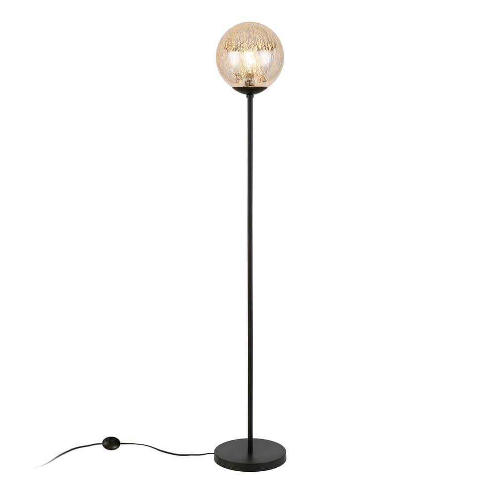 Evelyn&Zoe Oula 66" Tall Floor Lamp with Glass Shade, Blackened Bronze/Mercury Glass