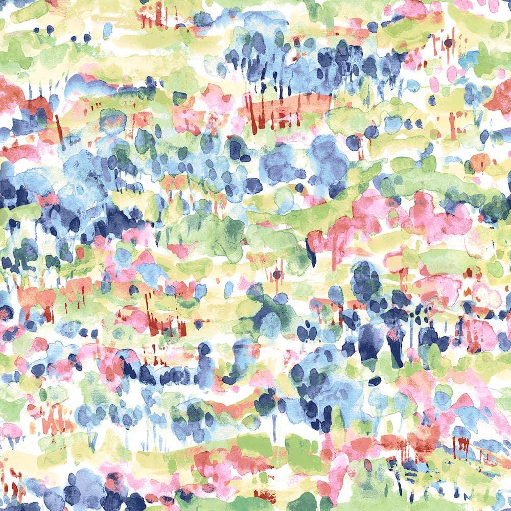 Surface Style - Peel and Stick Wallpaper, Abstract Wallpaper for Bedroom, Powder Room, Kitchen, Vinyl, 30.75 Sq Ft Coverage (Water Coloring Collection, Spring)