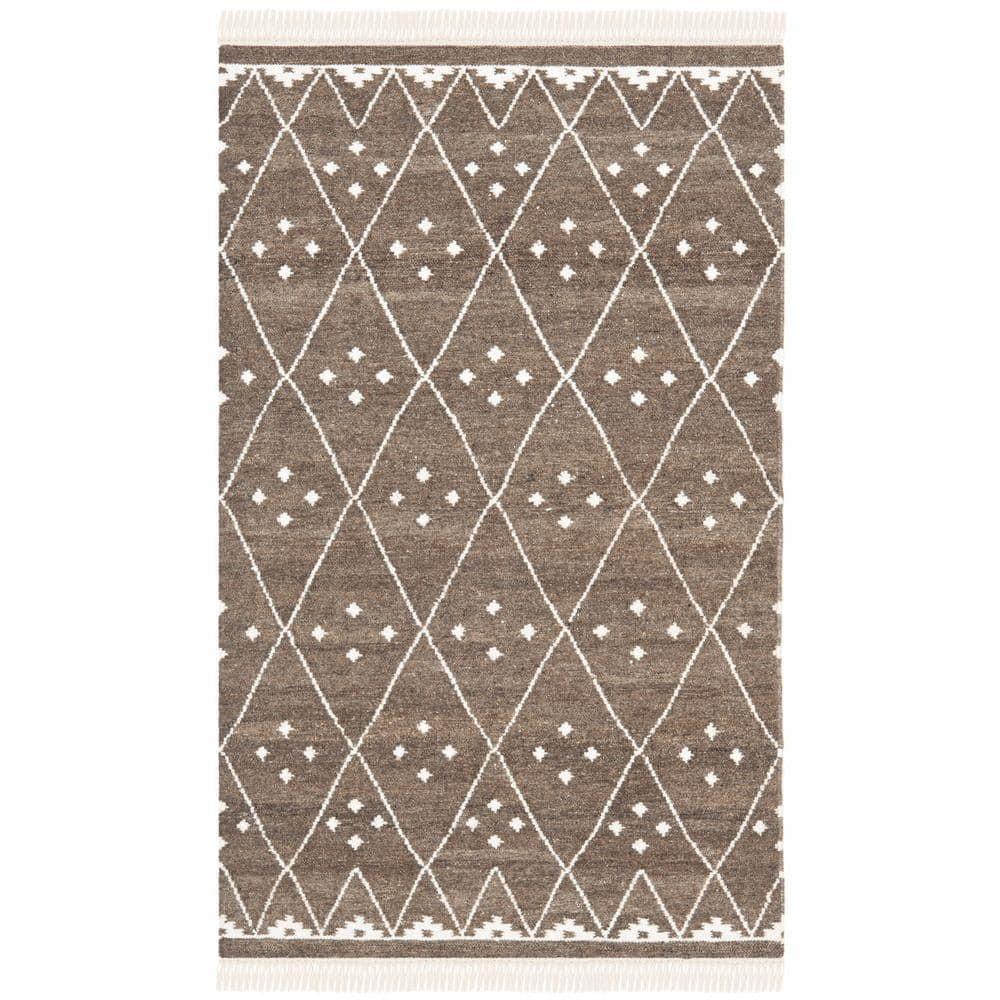 Natural Kilim NKM316 Hand Woven Area Rug - Brown/Ivory - 4'x6' - Safavieh.