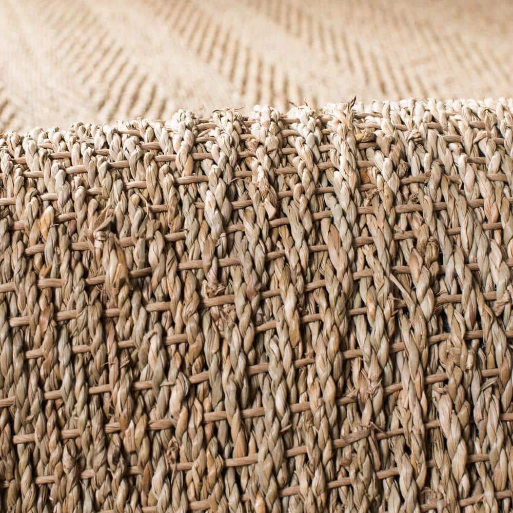 SAFAVIEH Natural Fiber Maisy Border Seagrass Runner Rug, Natural/Black, 2'6" x 10'
