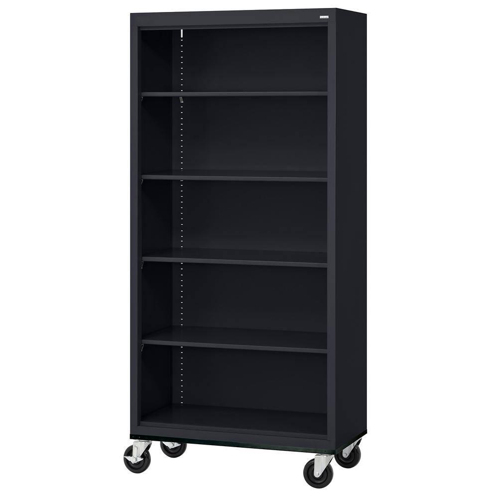 Sandusky Lee 36" W x 18" D x 78" H Steel Mobile Bookcase with 4 Adjustable Shelves by Sandusky
