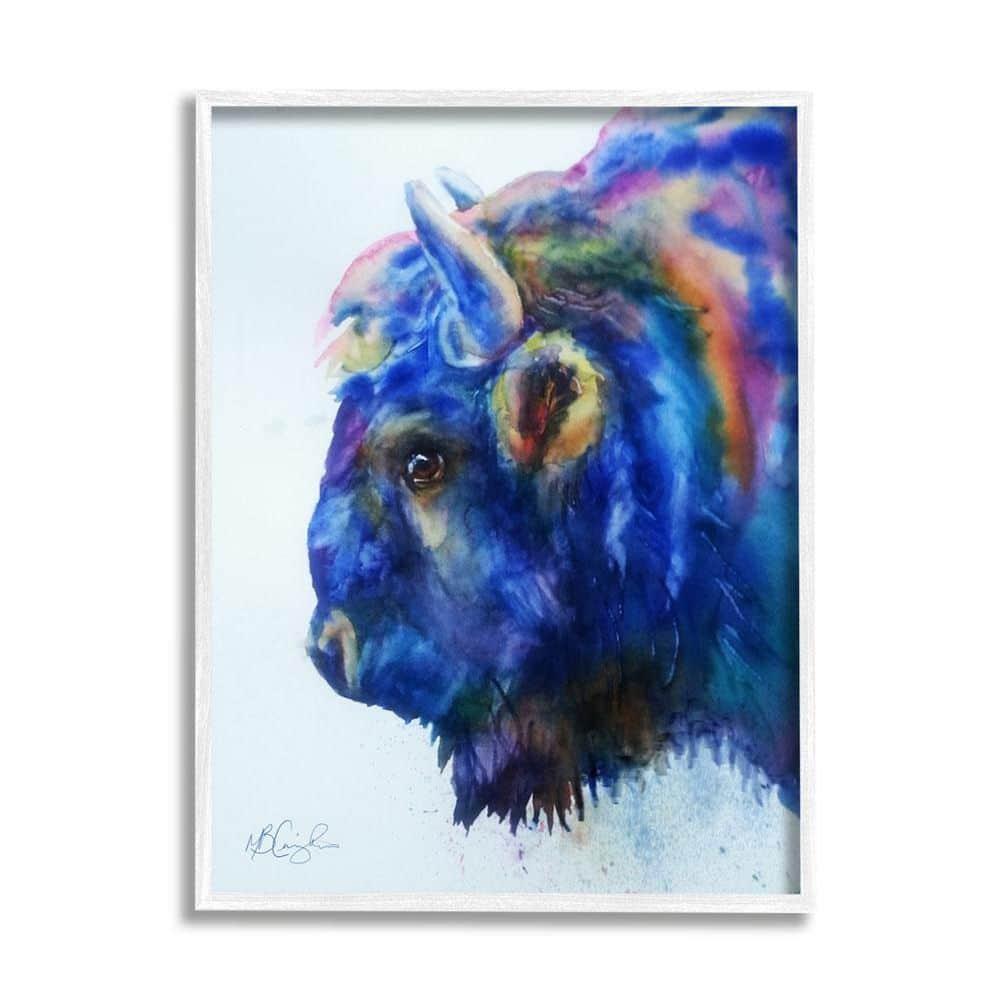 Stupell Industries " Unique Vibrant Blue Bison Painting Bold Design " by MB Cunningham