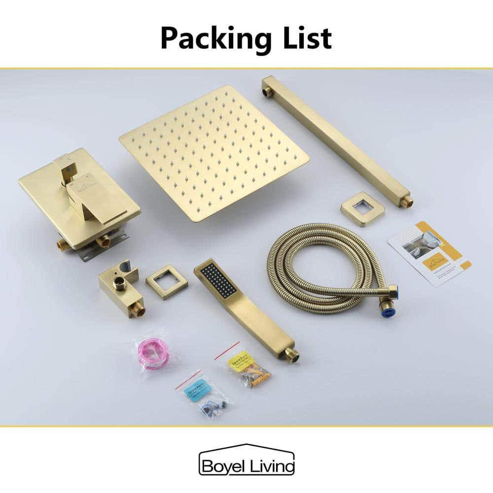 CASAINC 10'' Wall Mounted Shower System with Handheld Sprayer, Brushed Gold