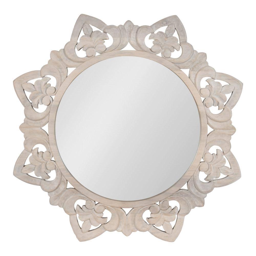 Kate & Laurel All Things Decor 28"x28" Meera Carved Wood Mirror Brown: Artisan Starburst, No Assembly