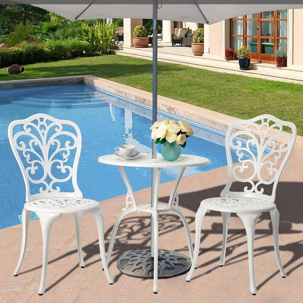 SunnyDaze Decor 2 - Person Metal Patio Dining Set with Round Table