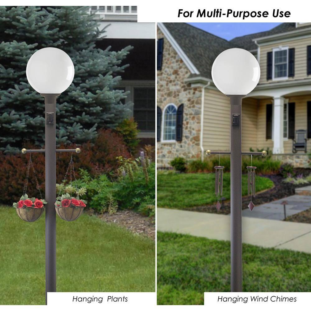 Solus Outdoor Hardwired Direct Burial Lamp Post with Decorative Cross Arm and Convenience Outlet & Reviews | Wayfair
