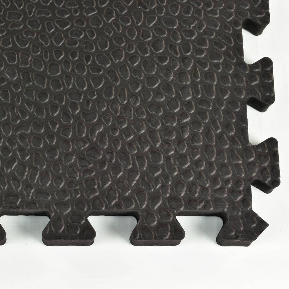 Greatmats Gym Floor Pebble Top Interlocking Foam Tiles Black 10 Pack 2 ft. x 2 ft. x 3/4 in.