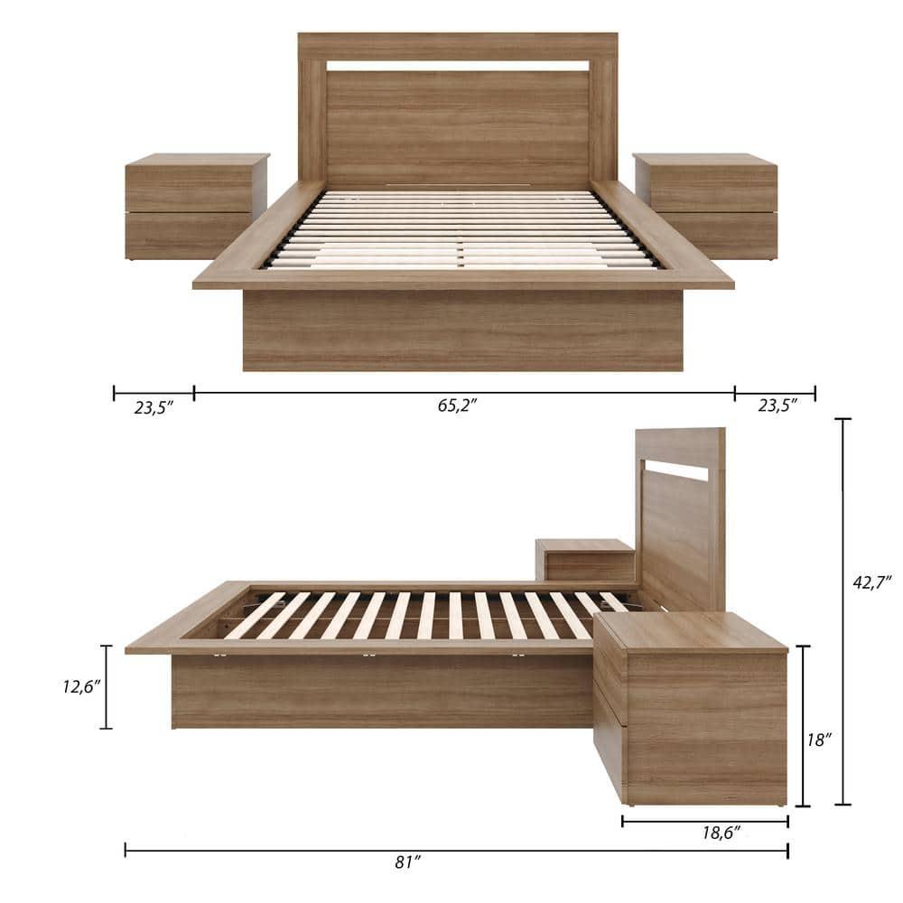 Nexera 4pc Full Malibu Bedroom Set Brown Oak