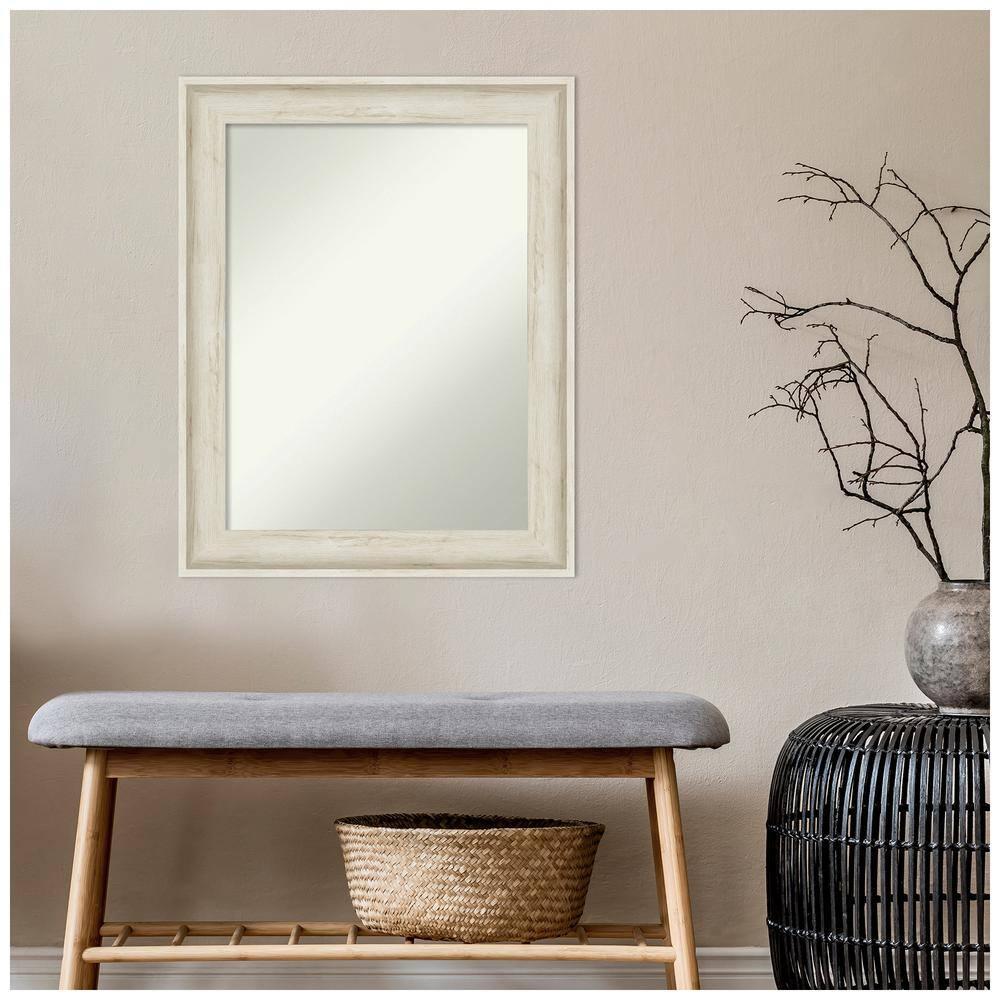23" x 29" Non-Beveled Regal Birch Cream Bathroom Wall Mirror - Amanti Art: Rectangular, Polystyrene Frame, Includes Mount Hardware